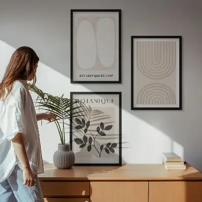 Sada 3 obrazů boho plakáty s jemnými rostlinami
