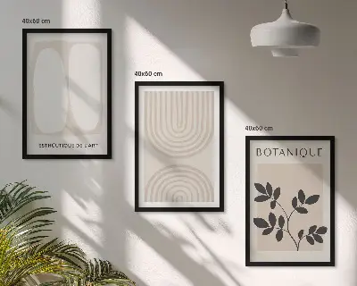 Sada 3 obrazů boho plakáty s jemnými rostlinami