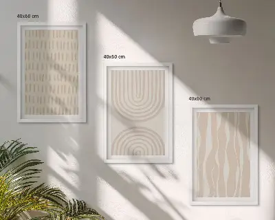 Sada obrazů do obývacího pokoje abstraktní béžové vzory