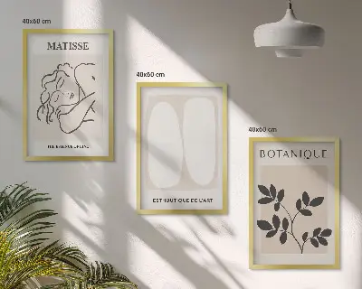 Sada obrazů do obývacího pokoje stylové obrazy s rostlinnými motivy od Matisse