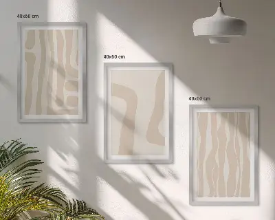 Kompozice obrazů na stěnu s abstraktními vzory v boho stylu
