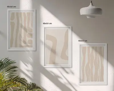 Kompozice obrazů na stěnu s abstraktními vzory v boho stylu