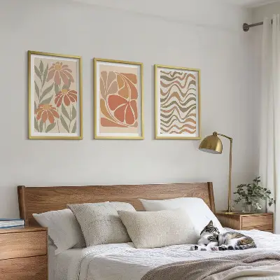 Sada obrazů do obývacího pokoje pastelové abstraktní květiny