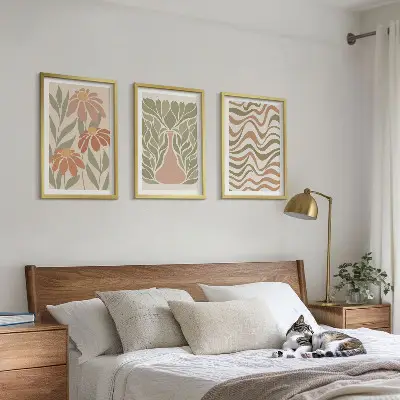 Pastelové abstraktní květiny sada 3 obrazů