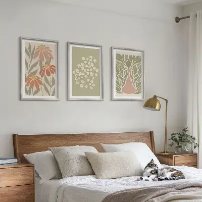 Kompozice obrazů na stěnu květinové boho vzory