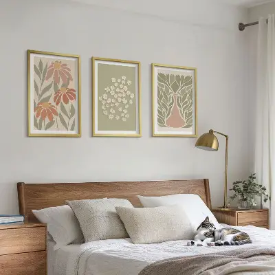 Kompozice obrazů na stěnu květinové boho vzory