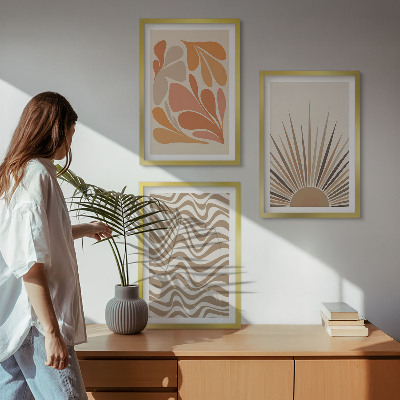 Sada obrazů do obývacího pokoje Slunce boho pastelové tvary