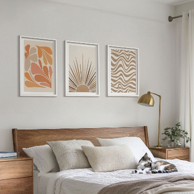 Sada obrazů do obývacího pokoje Slunce boho pastelové tvary