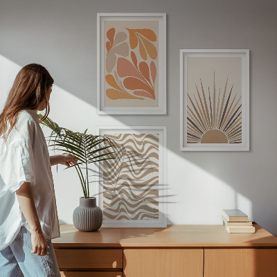 Sada obrazů do obývacího pokoje Slunce boho pastelové tvary