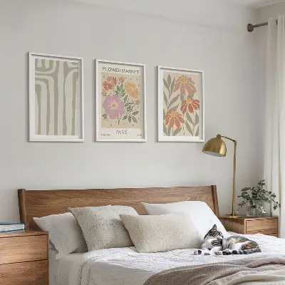 Botanické motivy v pařížském minimalismu sada 3 obrazů