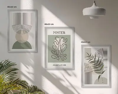Sada obrazů do obývacího pokoje geometrické botanické vzory