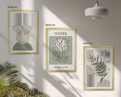 Sada obrazů do obývacího pokoje geometrické botanické vzory