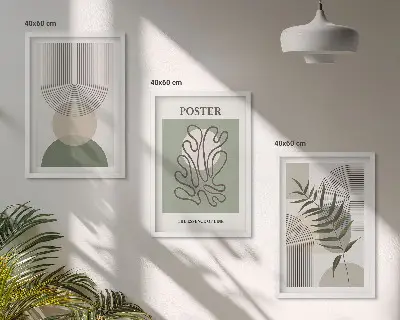 Sada obrazů do obývacího pokoje geometrické botanické vzory