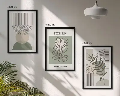 Sada obrazů do obývacího pokoje geometrické botanické vzory