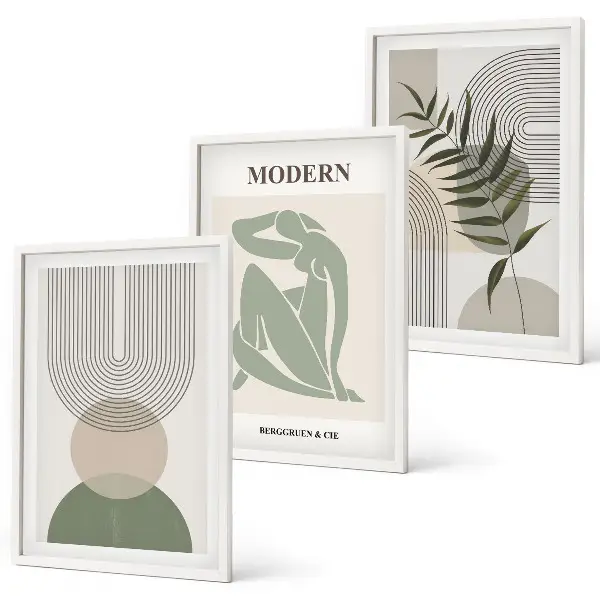 Sada 3 obrazů stylová grafika rostlin