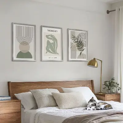 Sada 3 obrazů stylová grafika rostlin