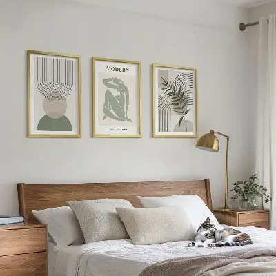Sada 3 obrazů stylová grafika rostlin