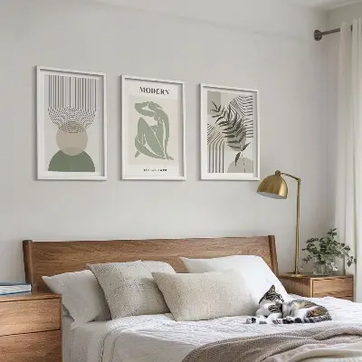 Sada 3 obrazů stylová grafika rostlin