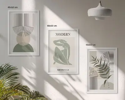 Sada 3 obrazů stylová grafika rostlin
