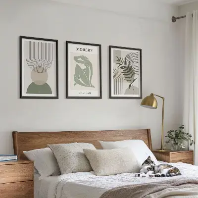 Sada 3 obrazů stylová grafika rostlin