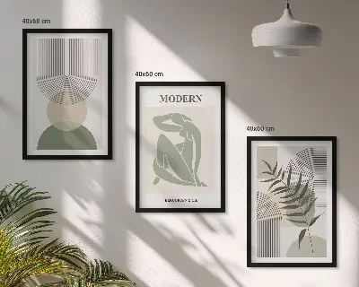 Sada 3 obrazů stylová grafika rostlin