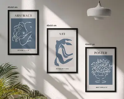 Sada obrazů do obývacího pokoje se stylovými abstraktními vzory od Matisse