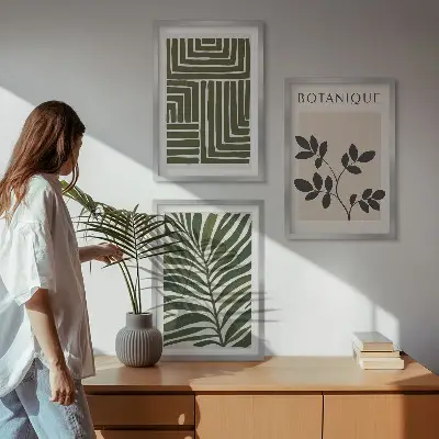 Sada 3 obrazů v botanickém boho minimalismu
