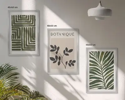 Sada 3 obrazů v botanickém boho minimalismu