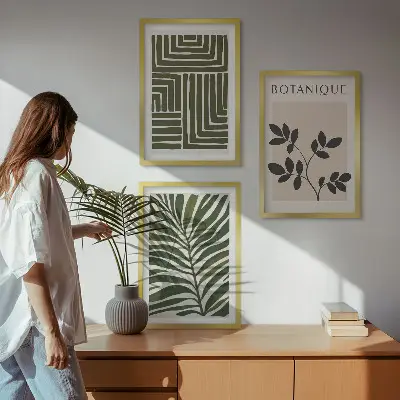 Sada 3 obrazů v botanickém boho minimalismu