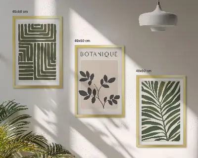 Sada 3 obrazů v botanickém boho minimalismu