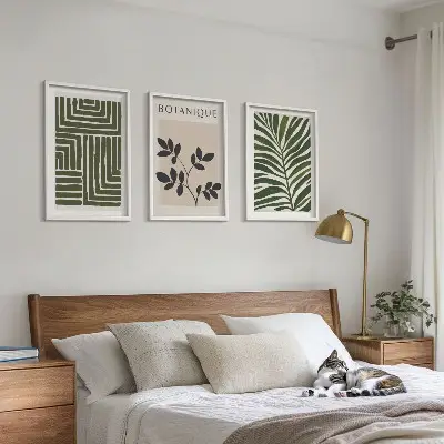 Sada 3 obrazů v botanickém boho minimalismu