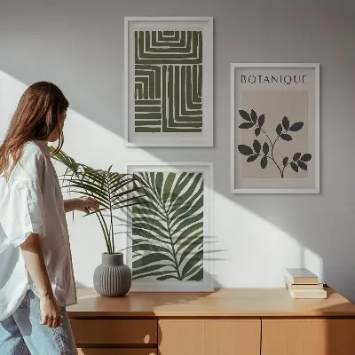 Sada 3 obrazů v botanickém boho minimalismu
