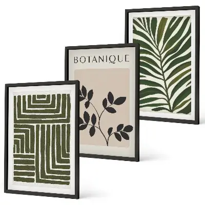 Sada 3 obrazů v botanickém boho minimalismu