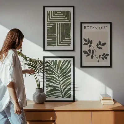 Sada 3 obrazů v botanickém boho minimalismu