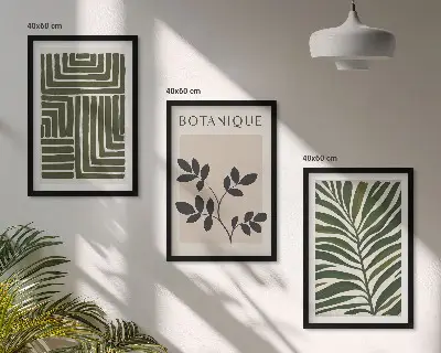 Sada 3 obrazů v botanickém boho minimalismu