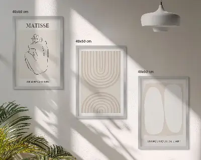 Sada 3 obrazů se stylovými minimalistickými liniemi