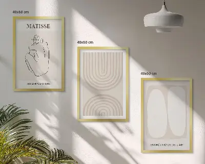 Sada 3 obrazů se stylovými minimalistickými liniemi