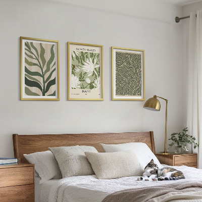 Sada 3 obrazů Boho dekorace s rostlinnými vzory