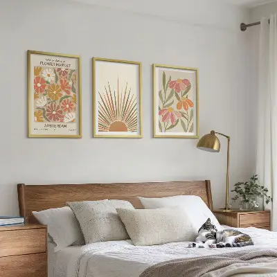 Sada obrazů do obývacího pokoje pastelové sluneční květiny