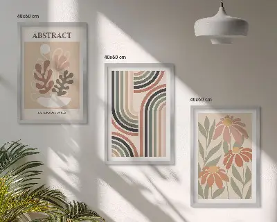 Abstraktní rostliny v pastelových barvách sada 3 obrazů