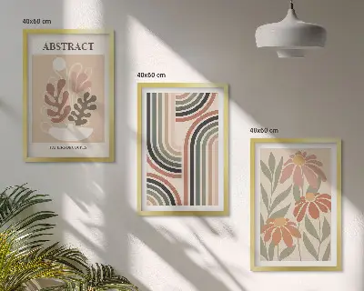 Abstraktní rostliny v pastelových barvách sada 3 obrazů