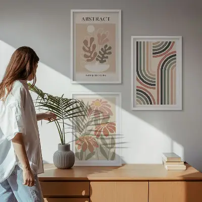Abstraktní rostliny v pastelových barvách sada 3 obrazů