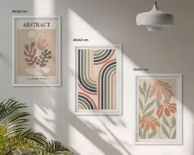 Abstraktní rostliny v pastelových barvách sada 3 obrazů