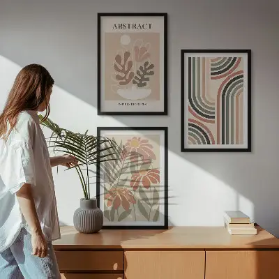 Abstraktní rostliny v pastelových barvách sada 3 obrazů