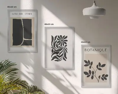 Kompozice obrazů na stěnu abstraktní rostlinné vzory
