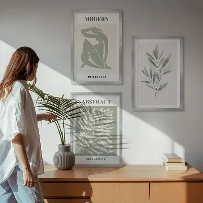 Sada obrazů do obývacího pokoje s designem akvarelu Matisse v boho stylu
