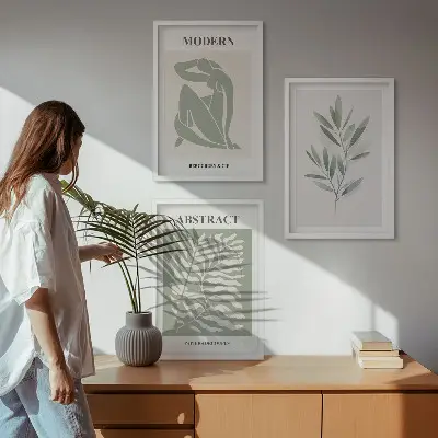Sada obrazů do obývacího pokoje s designem akvarelu Matisse v boho stylu