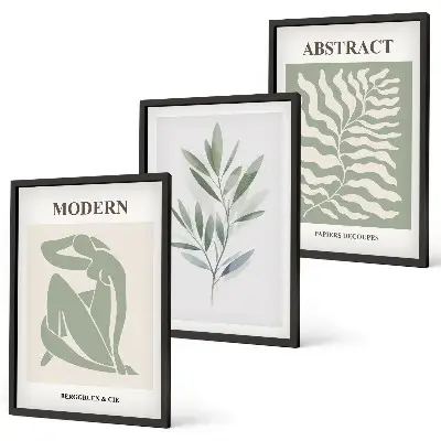 Sada obrazů do obývacího pokoje s designem akvarelu Matisse v boho stylu