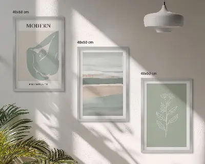 Abstraktní pastelové tvary rostlin sada 3 obrazů
