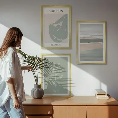 Abstraktní pastelové tvary rostlin sada 3 obrazů